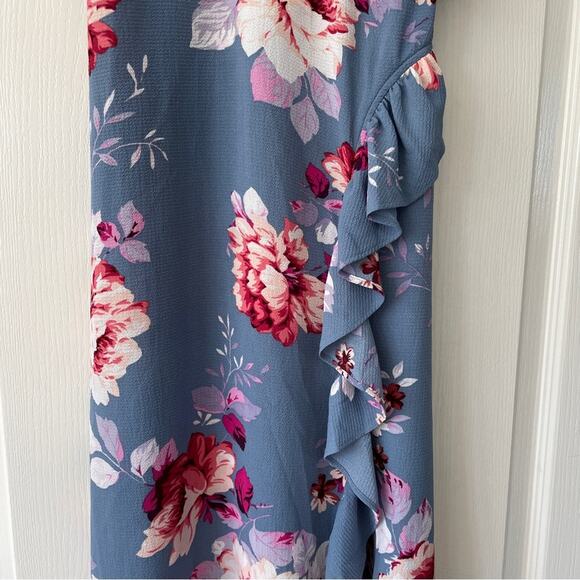 NEW Jill Stuart Rose Print Floral Asymmetrical Ruffle Side Slit Maxi Dress XS - Picture 8 of 16